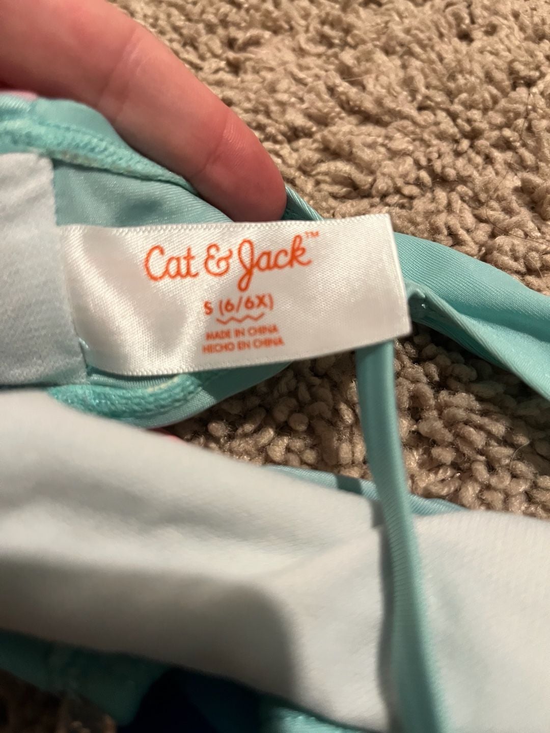 Cat & Jack Girl's Bikini Swimsuit Top Only Large 10/12 Blue Rainbow 3