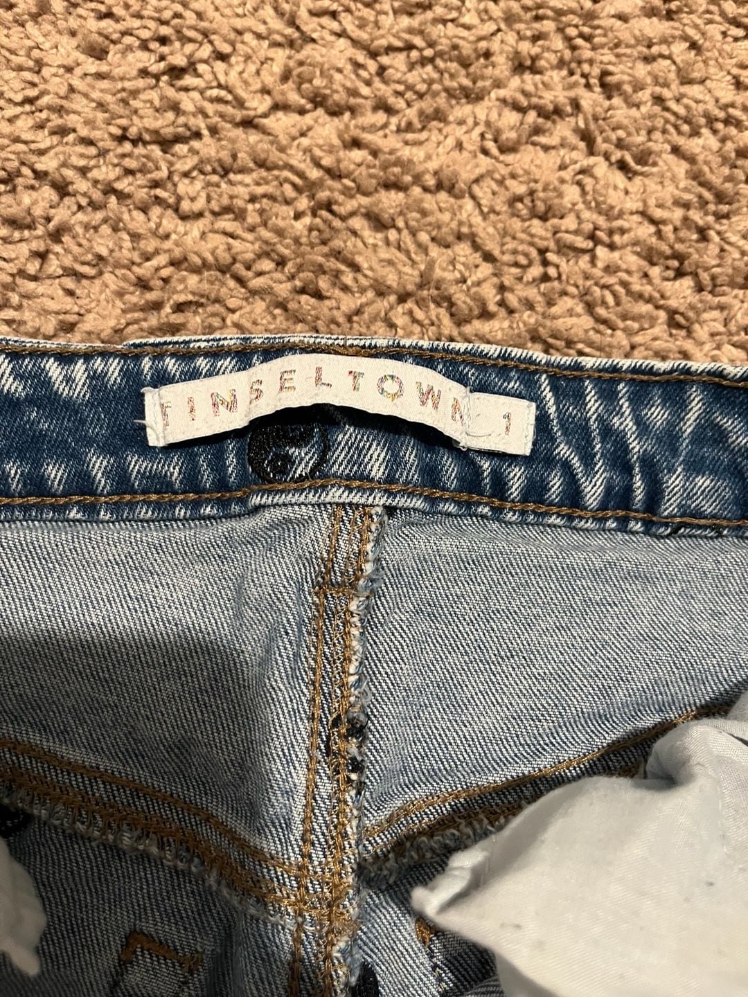 Tinseltown Juniors Jeans sz 5 Medium Wash Embroidered Yin Yang Soft Grunge UI15 2