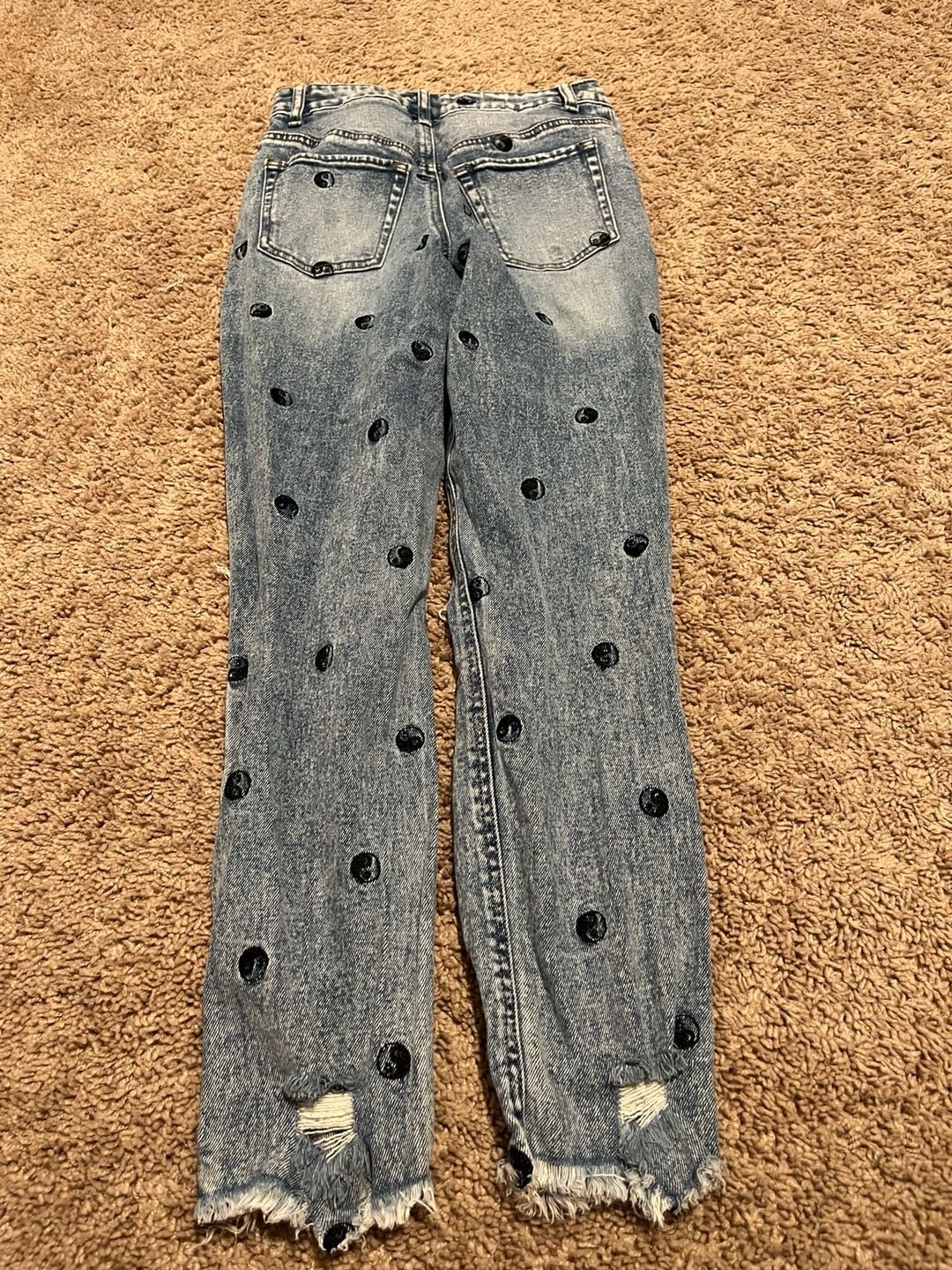 Tinseltown Juniors Jeans sz 5 Medium Wash Embroidered Yin Yang Soft Grunge UI15 3