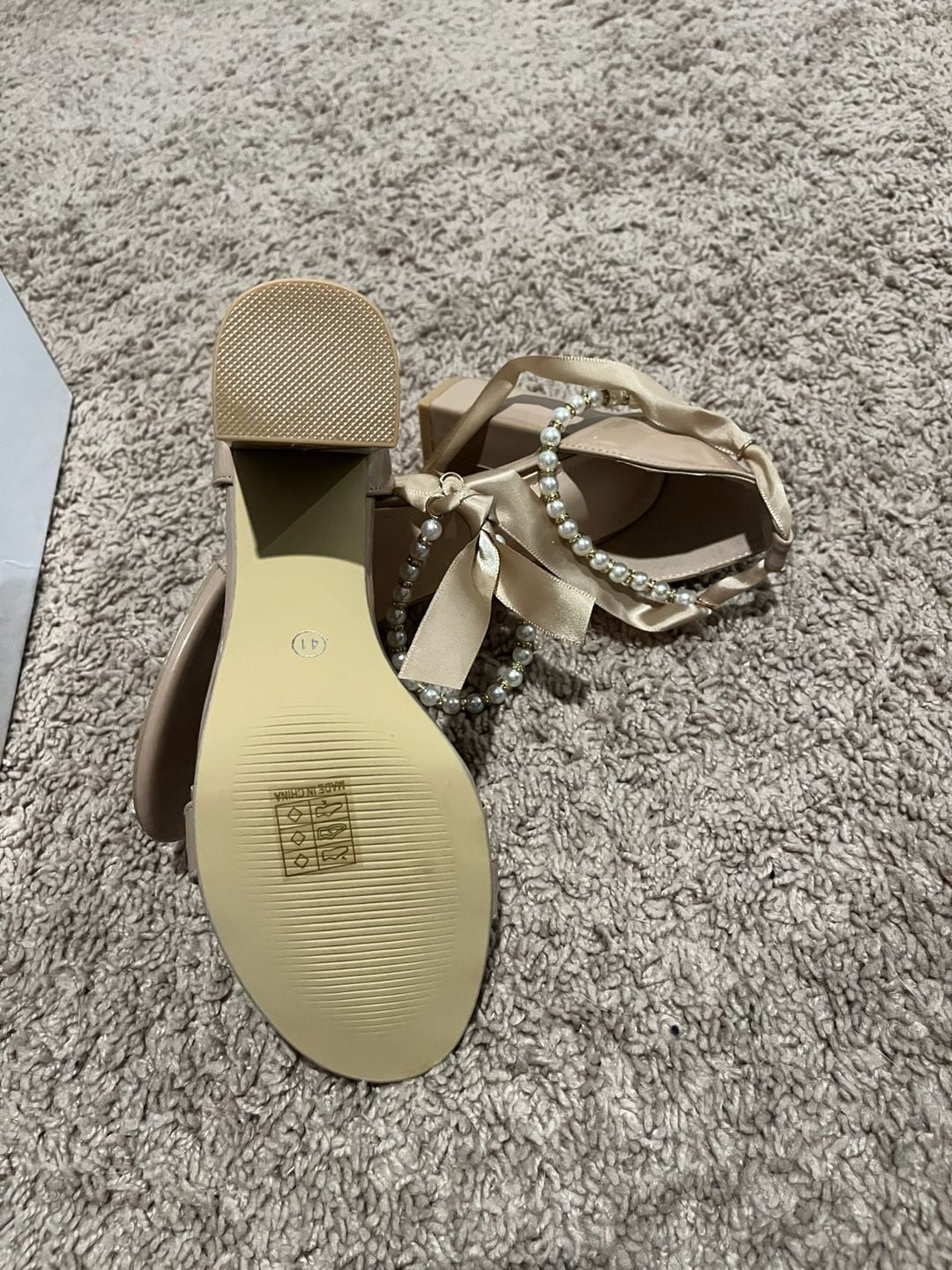 Pearl Ankle Strap Heels in Tan 3