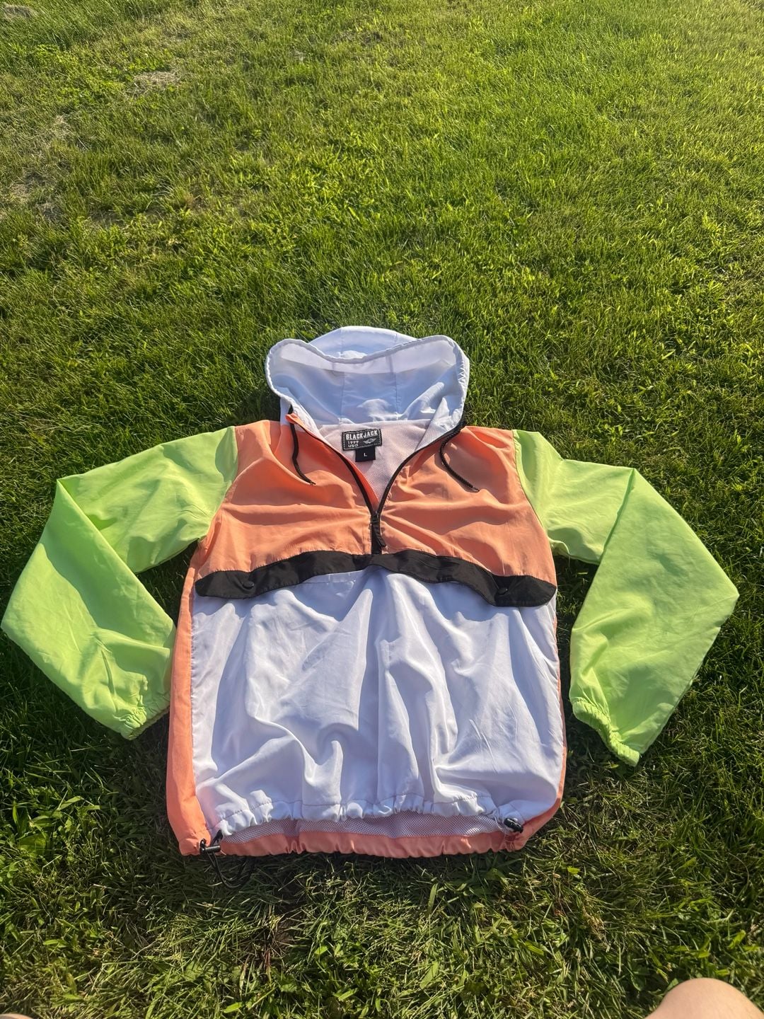 Blackjack 1999 USA Colorblock Quarter Zip Windbreaker Hoodie 1
