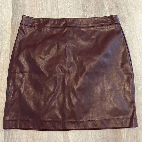 Bardot Burgundy Faux Leather Mini Skirt with Back Zipper