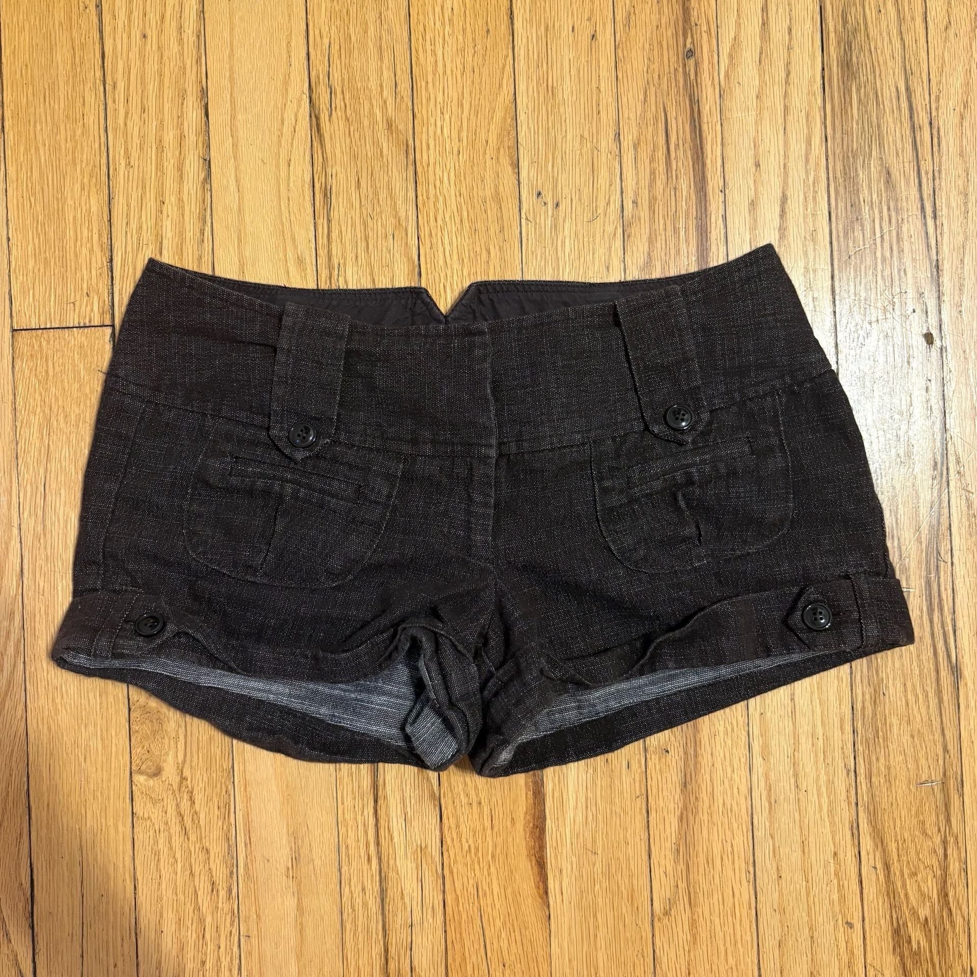 Charlotte Russe Dark Brown Cuffed Utility Shorts Size 3 2