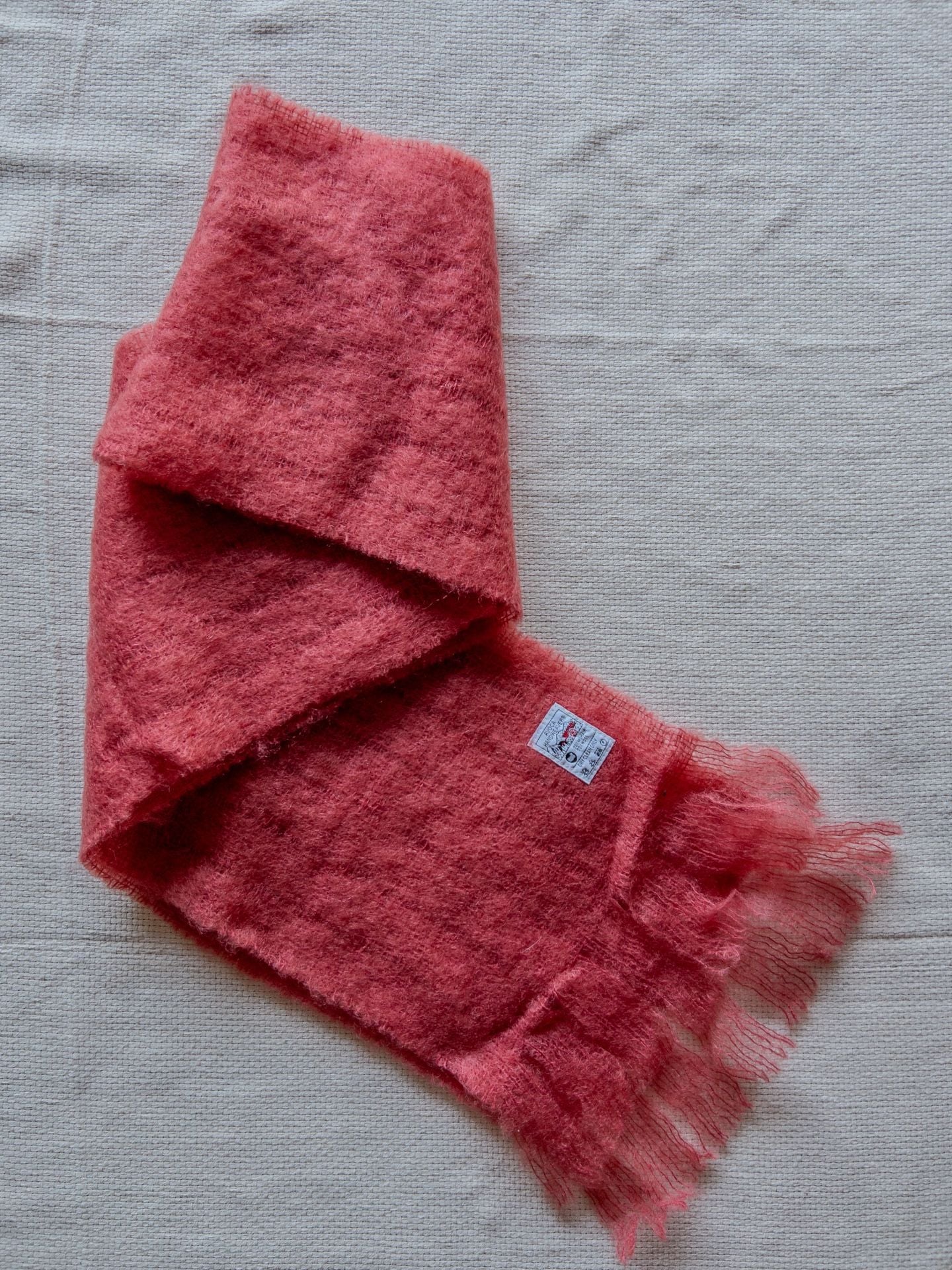 Avoca Handweavers Red Mohair and Wool Blend Scarf Nature Outdoors Granola Soft Coral Pink  9
