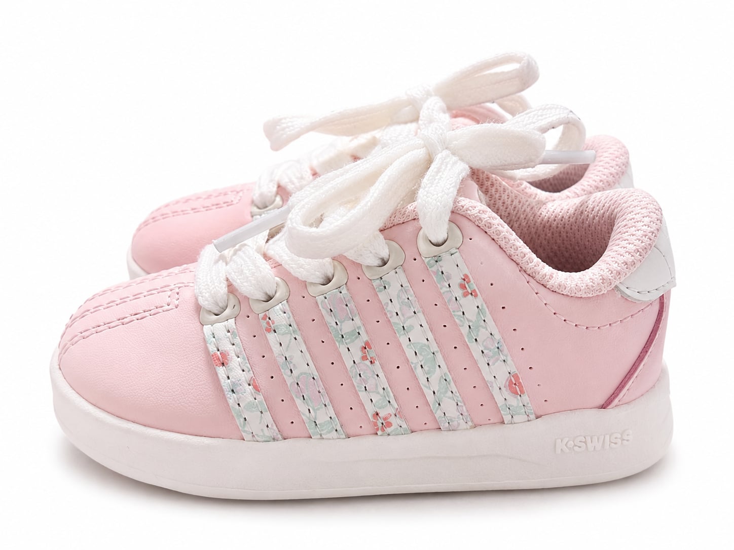 K-Swiss Toddler Girl's Pink Floral Stripe Leather Tennis Shoes 3