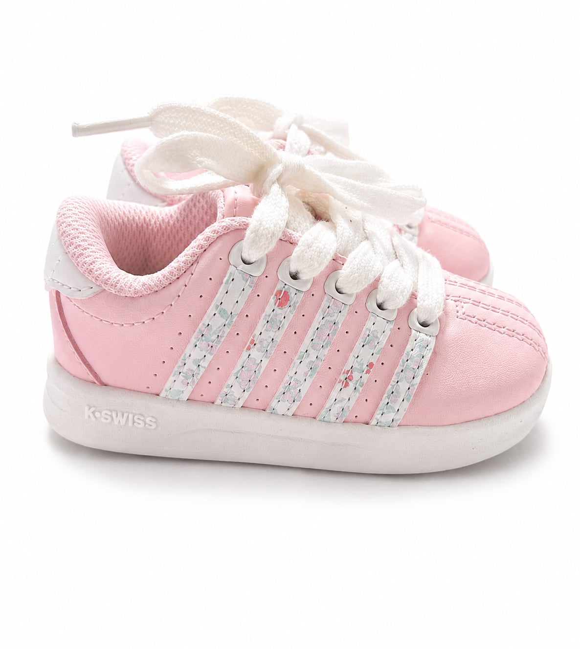 K-Swiss Toddler Girl's Pink Floral Stripe Leather Tennis Shoes 5