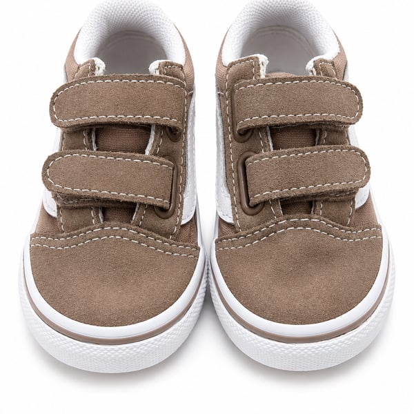 Vans Kids Old Skool V Color Theory Walnut Brown Suede and Canvas Sneakers