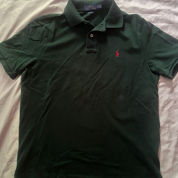 Polo Ralph Lauren Men's Classic Fit Mesh Polo Shirt in Dark Green with Red Pony