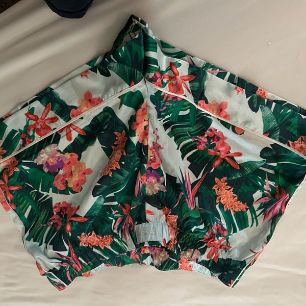 Victoria's Secret Satin Tropical Floral Print Boxer Pajama Shorts