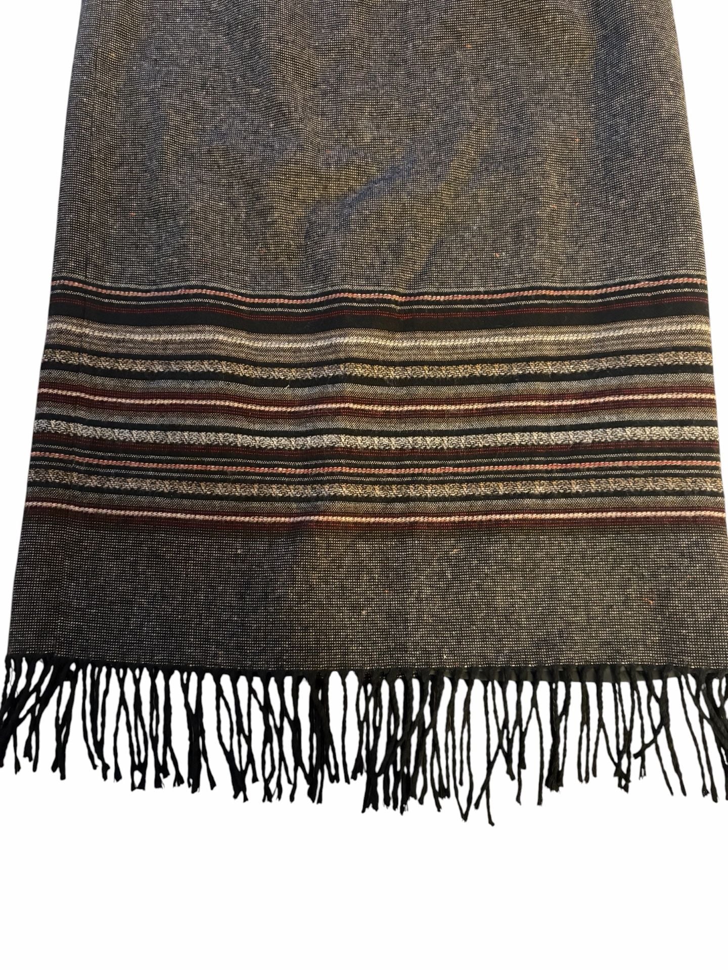 Vtg 90s CC Hughes Wool Blend Midi Skirt Sz 8 Boho Striped Fringe 4