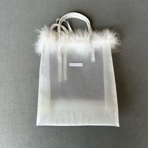 Rare Retired Victoria’s Secret Vintage Bag Rare with White Fluffy Feathers Z74