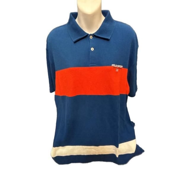 Vintage Polo Sport Ralph Lauren Colorblock thermal Knit Polo Shirt size L
