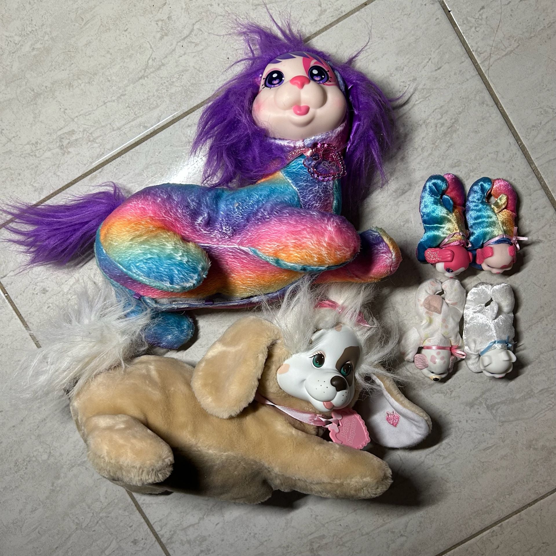 Vintage 1991 Hasbro Puppy Surprise Mom and Babies Bundle (Rainbow Mom & Tan Mom) 1