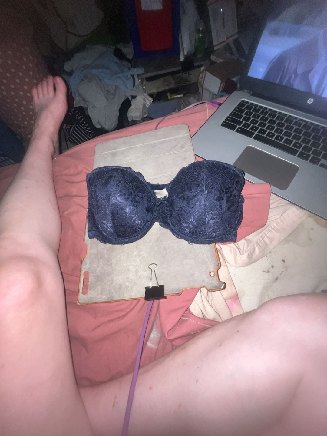 Marilyn Monroe Intimates Navy Blue Lace Push-Up Bra 34D 1