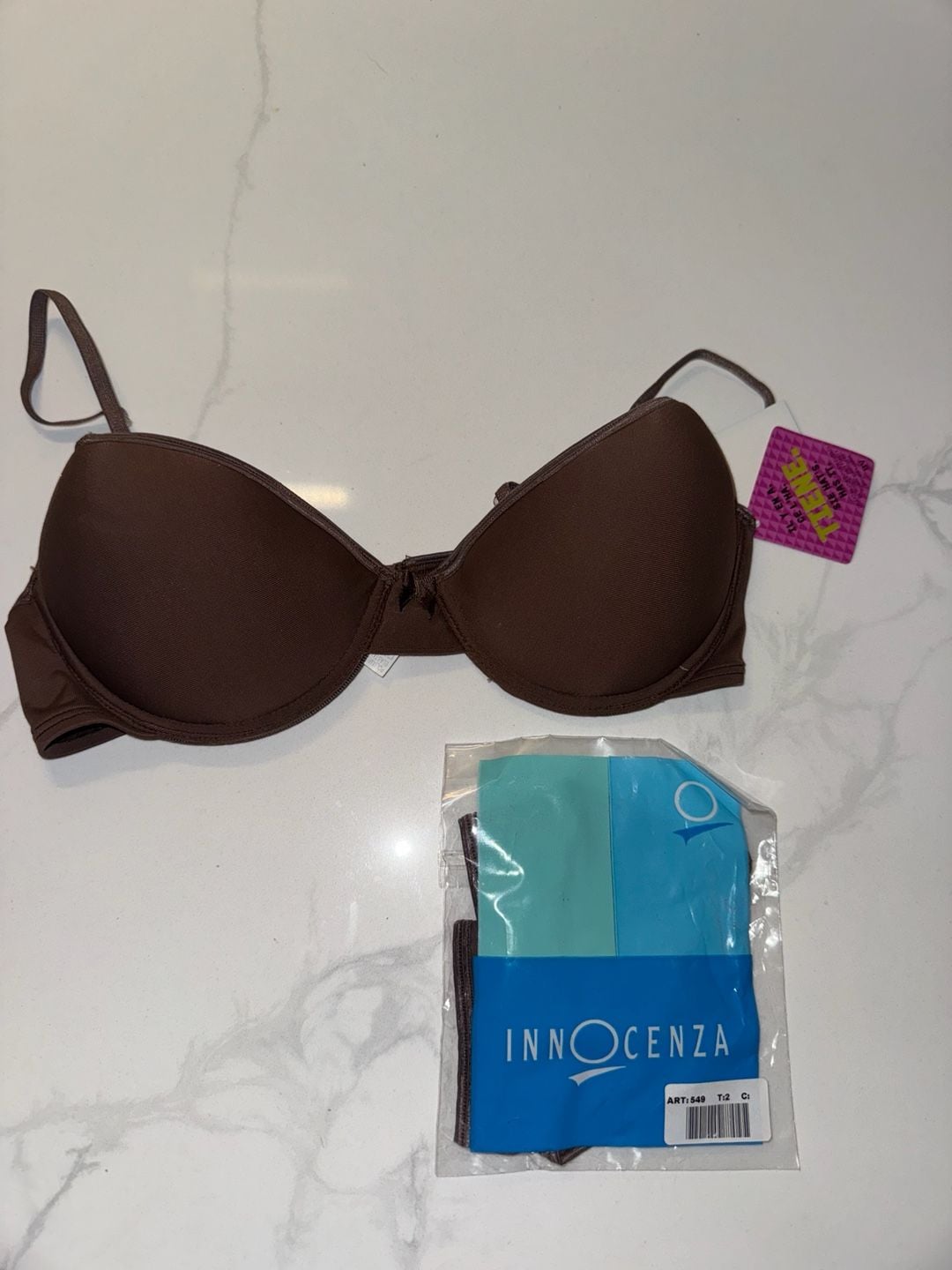 Innocent Lingerie Two-Piece Brown Bra and Thong Set 34B and Small NWT 4
