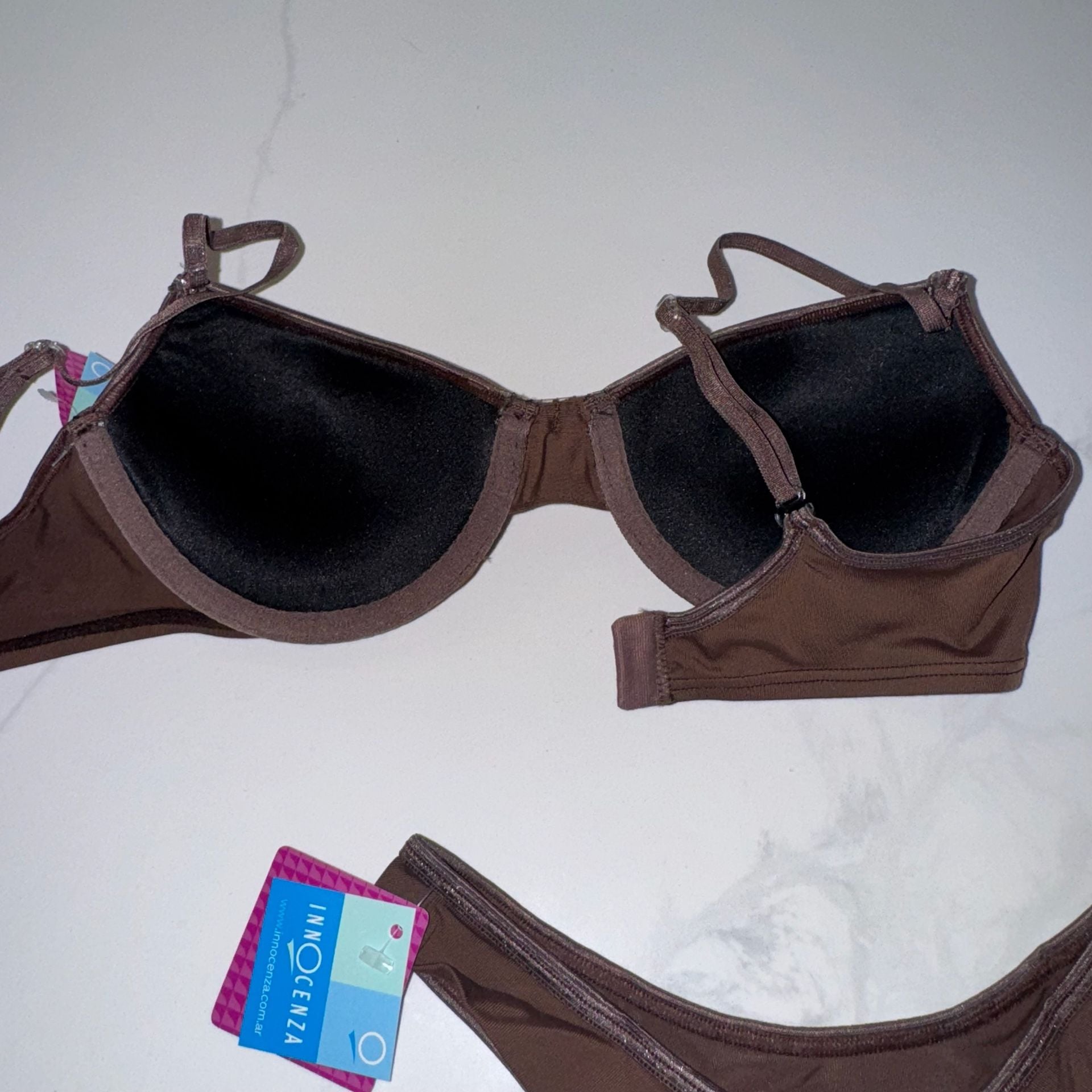 Innocent Lingerie Two-Piece Brown Bra and Thong Set 34B and Small NWT 10