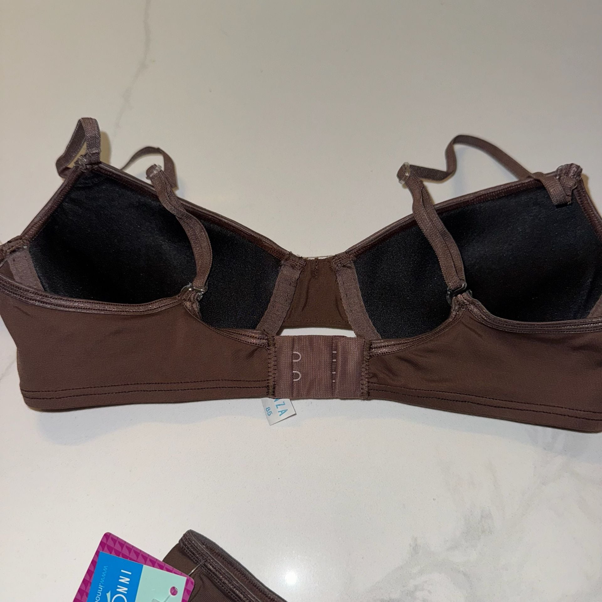 Innocent Lingerie Two-Piece Brown Bra and Thong Set 34B and Small NWT 9