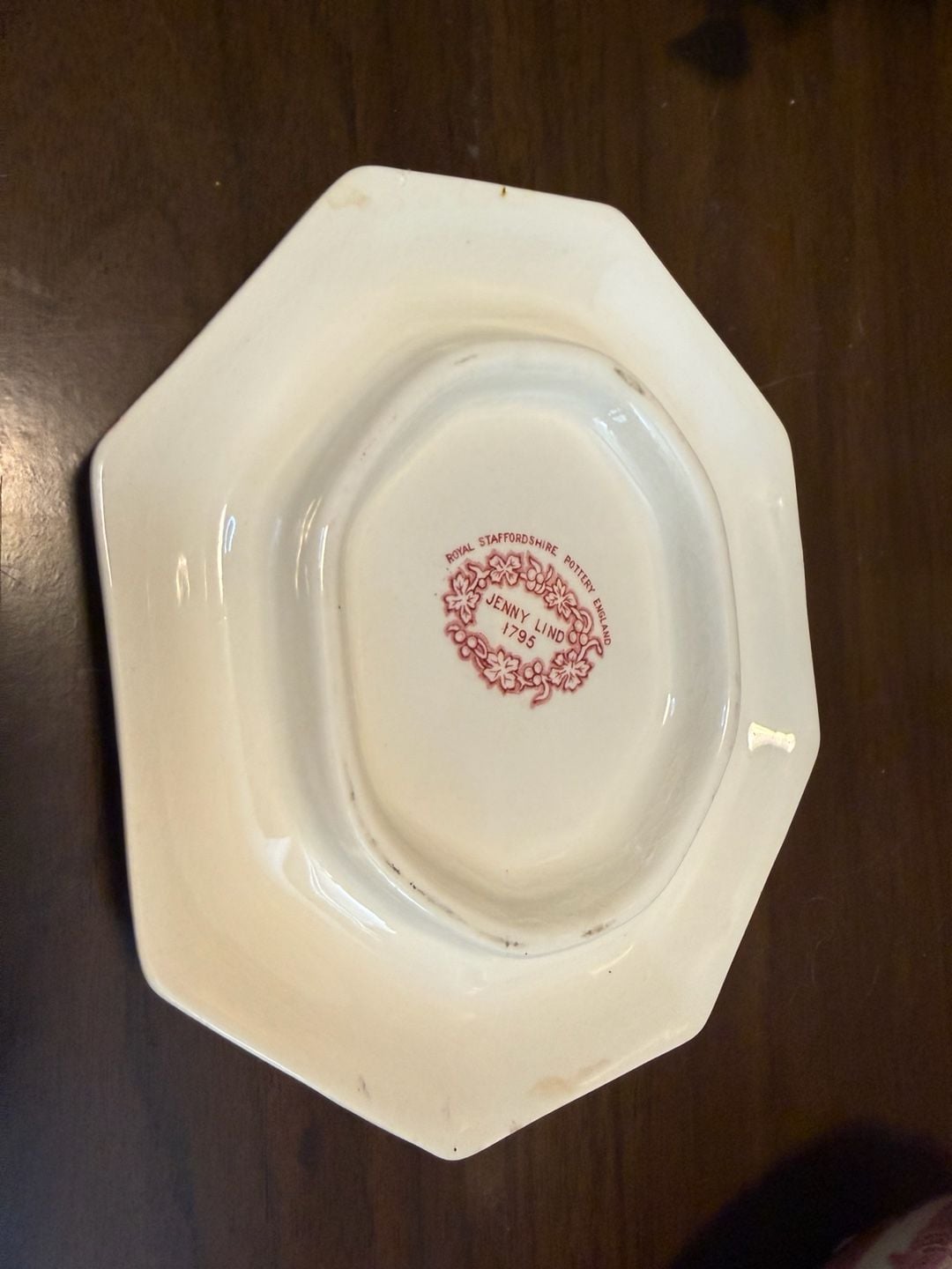 Royal Staffordshire Pottery Jenny Lind 1795 Red Transferware Teapot and Trivet Stand 5