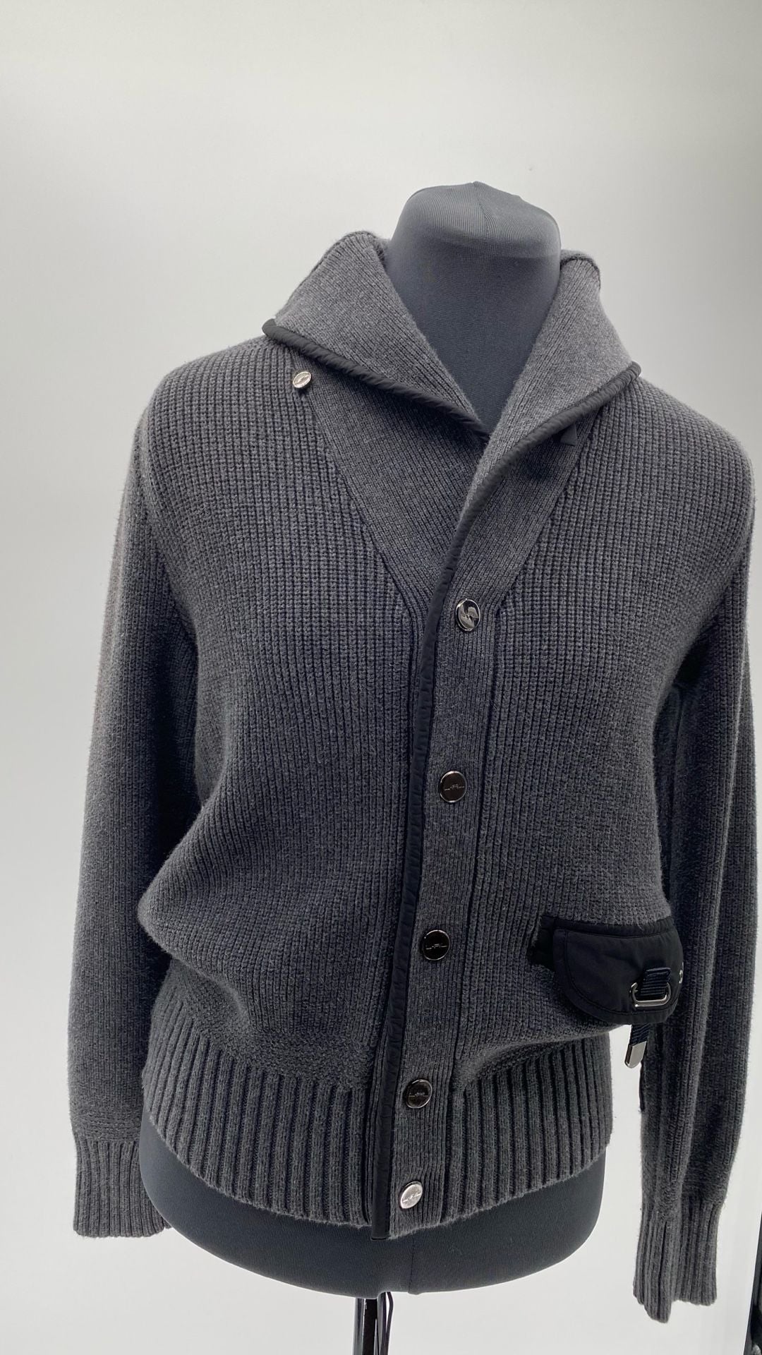 Ralph Lauren Ribbed Wool Blend Shawl Collar Cardigan with Nylon Pocket Detail 2