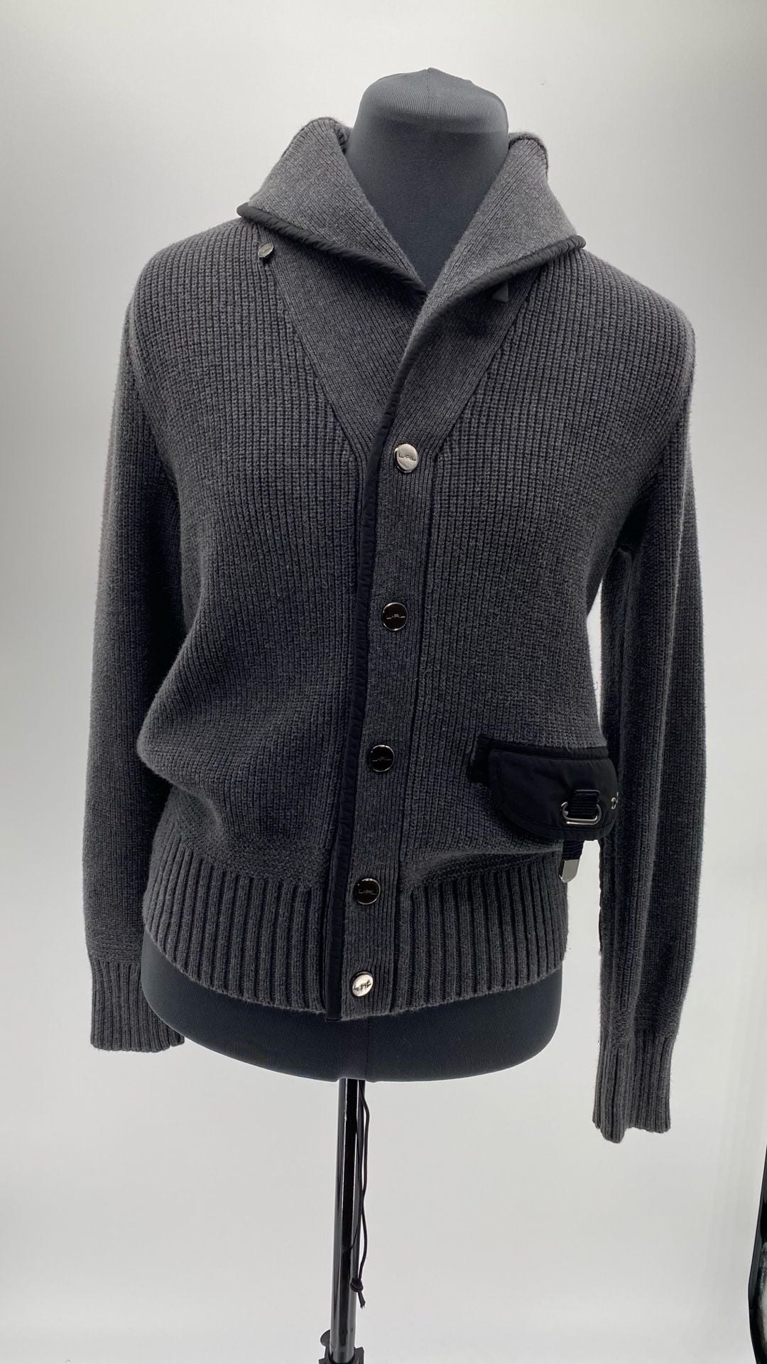 Ralph Lauren Ribbed Wool Blend Shawl Collar Cardigan with Nylon Pocket Detail 3