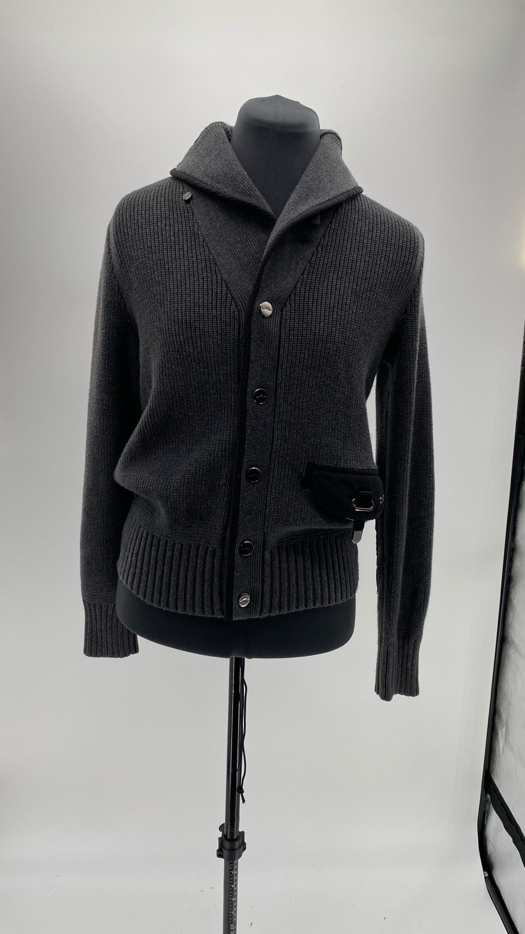 Ralph Lauren Ribbed Wool Blend Shawl Collar Cardigan with Nylon Pocket Detail 4