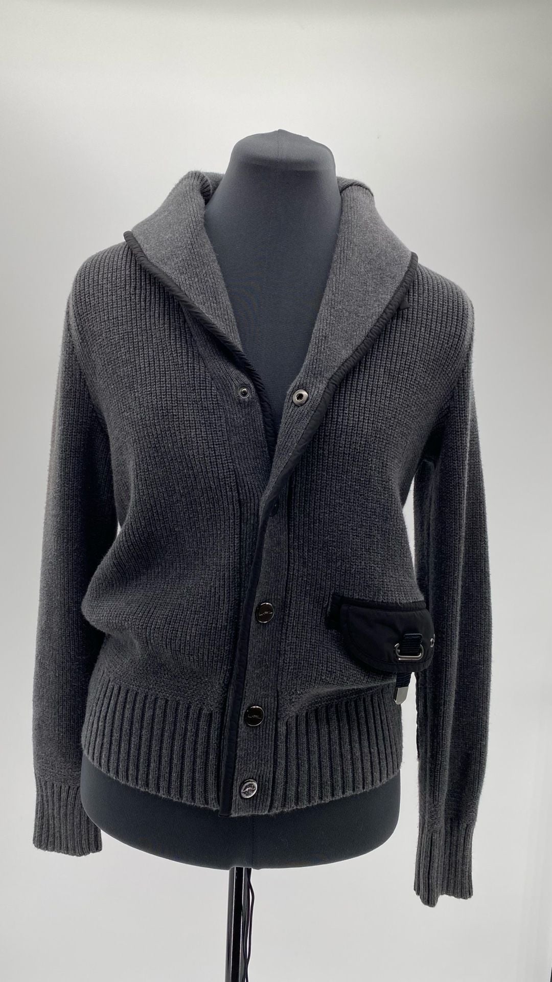 Ralph Lauren Ribbed Wool Blend Shawl Collar Cardigan with Nylon Pocket Detail 7