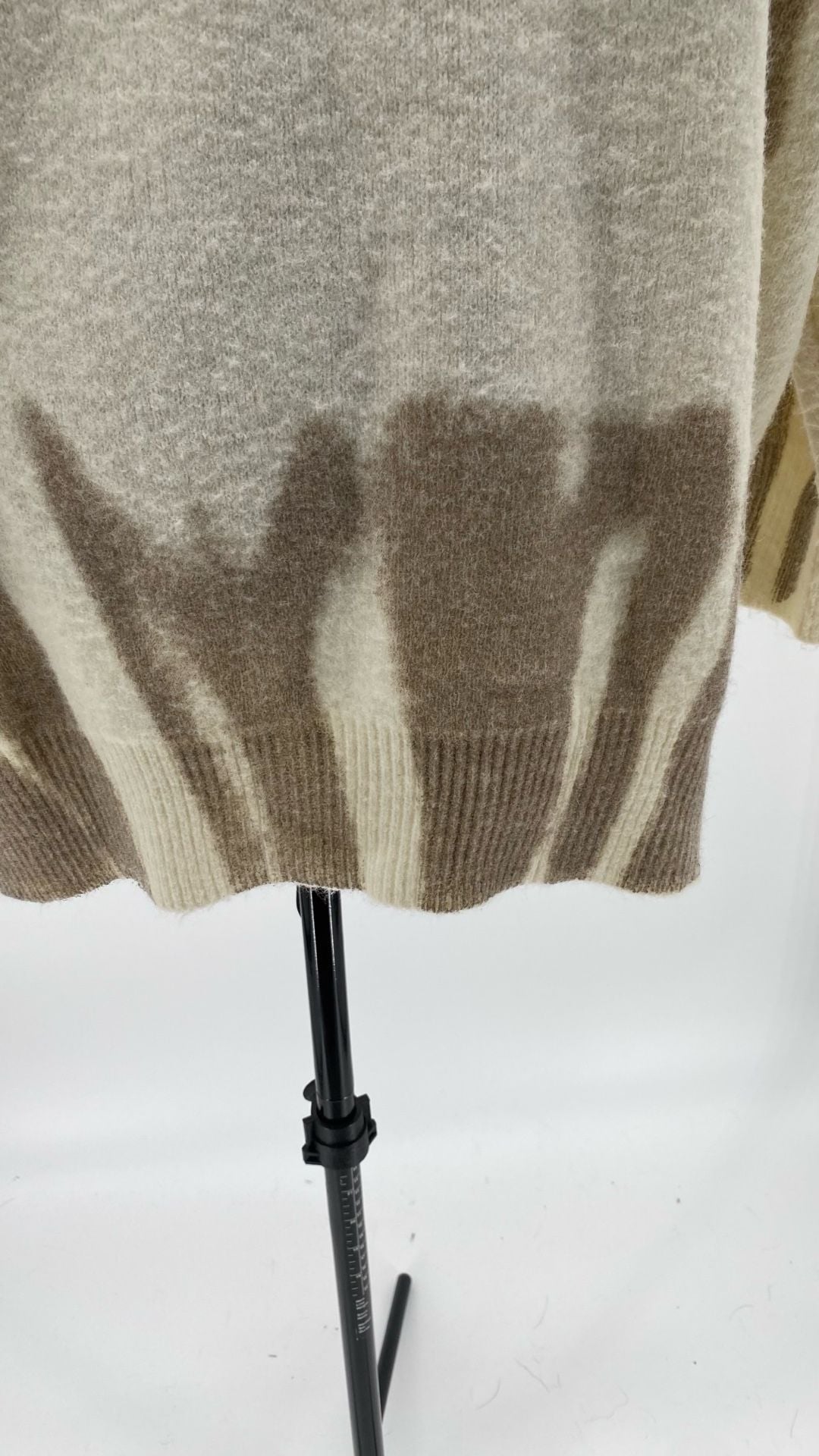 Scribble Print Drop Shoulder Fuzzy Knit Sweater in Ivory and Mocha 5