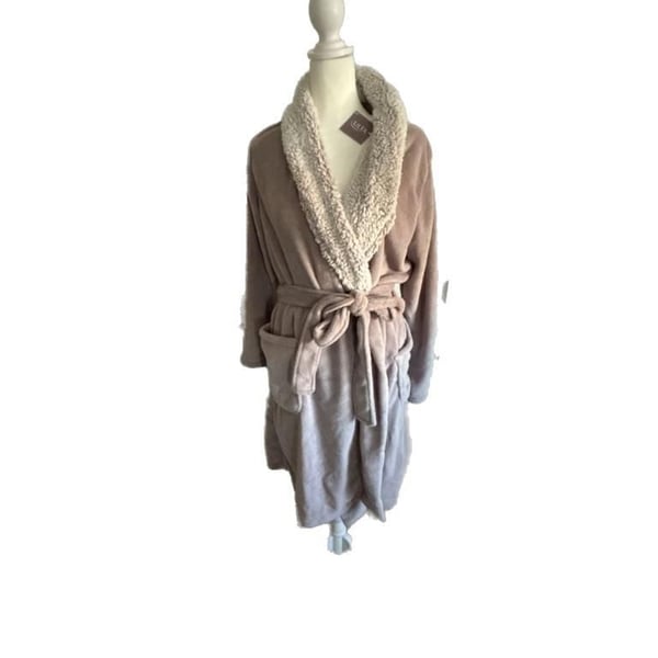 Ulta Beauty Plush Fleece Bath Robe with Sherpa Trim