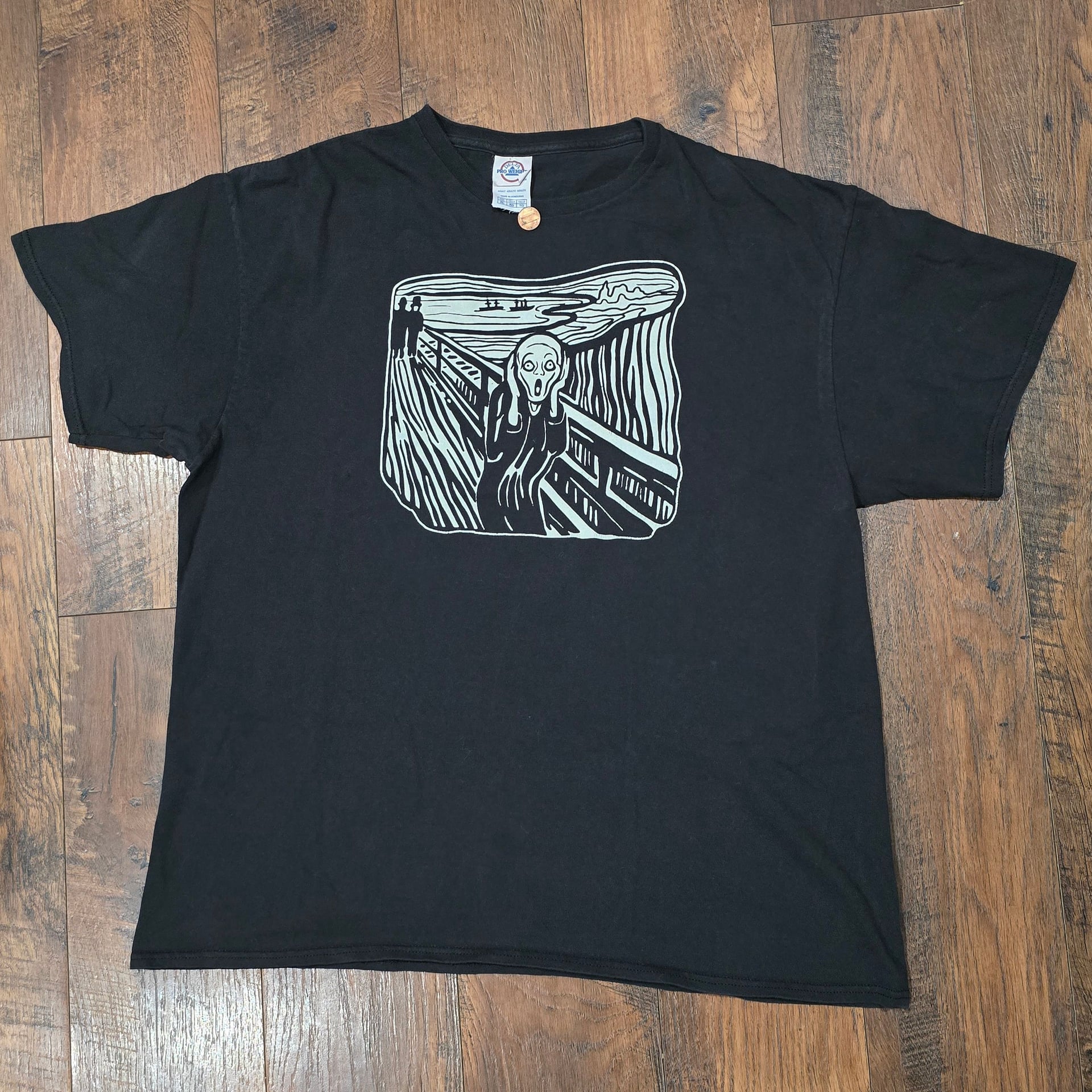 VTG Y2K EDVARD MUNCH THE SCREAM T SHIRT SIZE XL ART ANXIETY EDWARD PAINTING 2