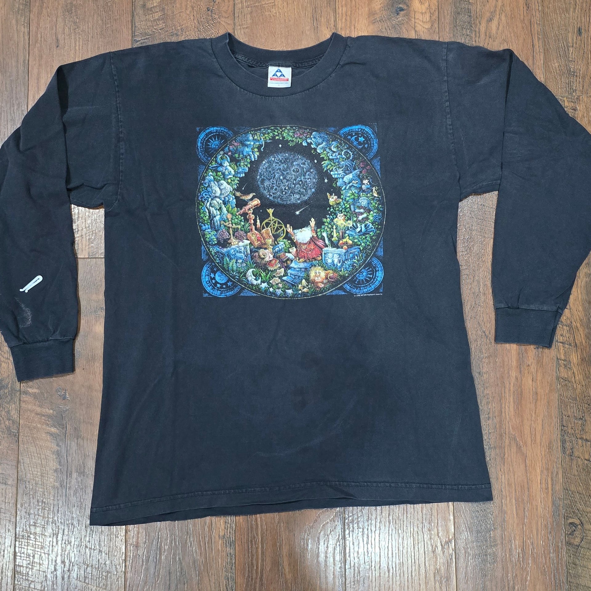 Vintage 1998 Bill Bell Astrologer Wizard Long Sleeve Graphic T-Shirt 2