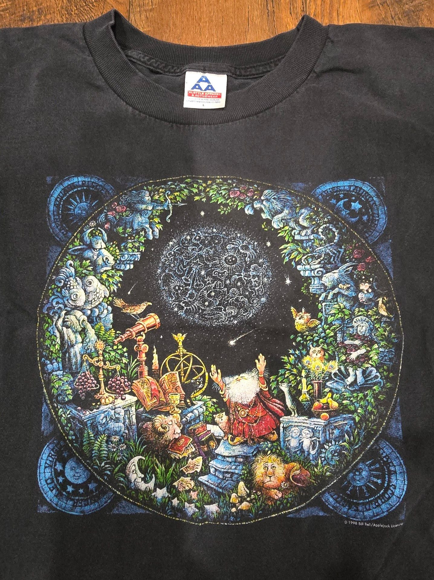 Vintage 1998 Bill Bell Astrologer Wizard Long Sleeve Graphic T-Shirt 3