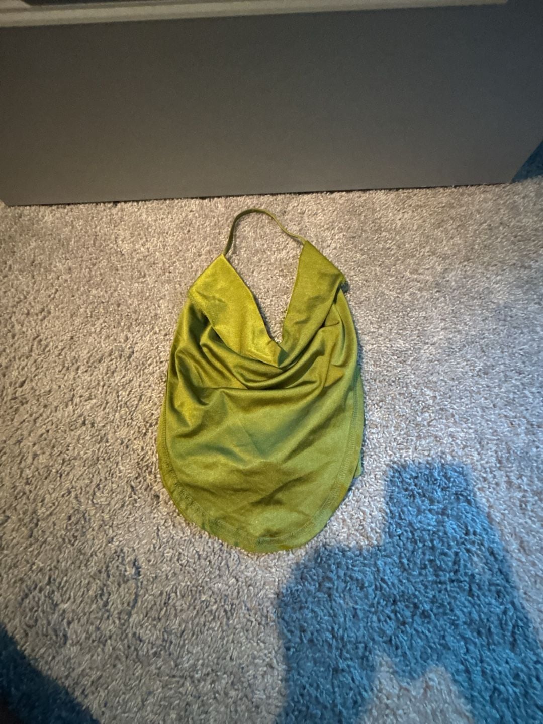 SHEIN Firerie Green Draped Front Backless Halter Top 1