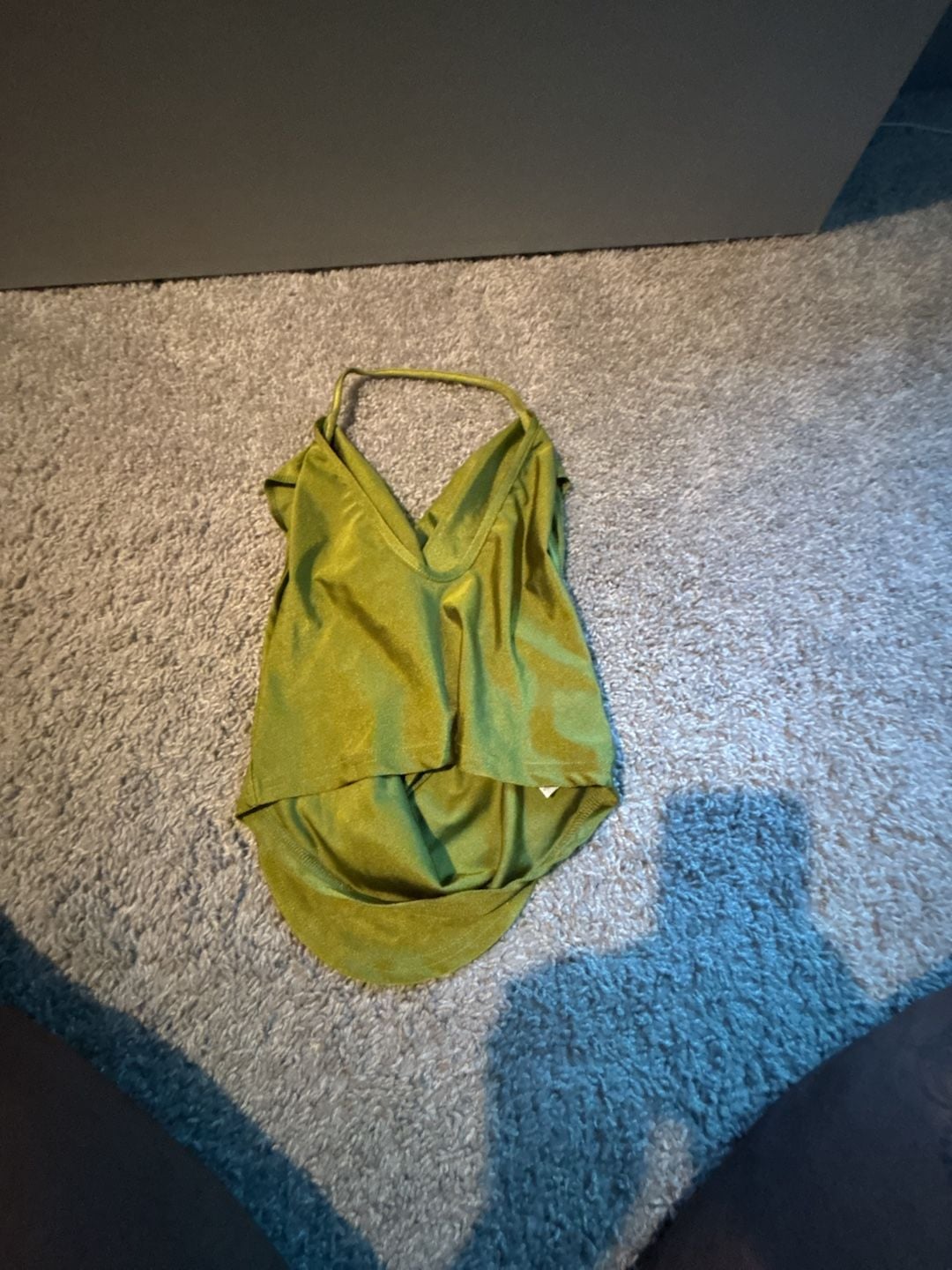 SHEIN Firerie Green Draped Front Backless Halter Top 2