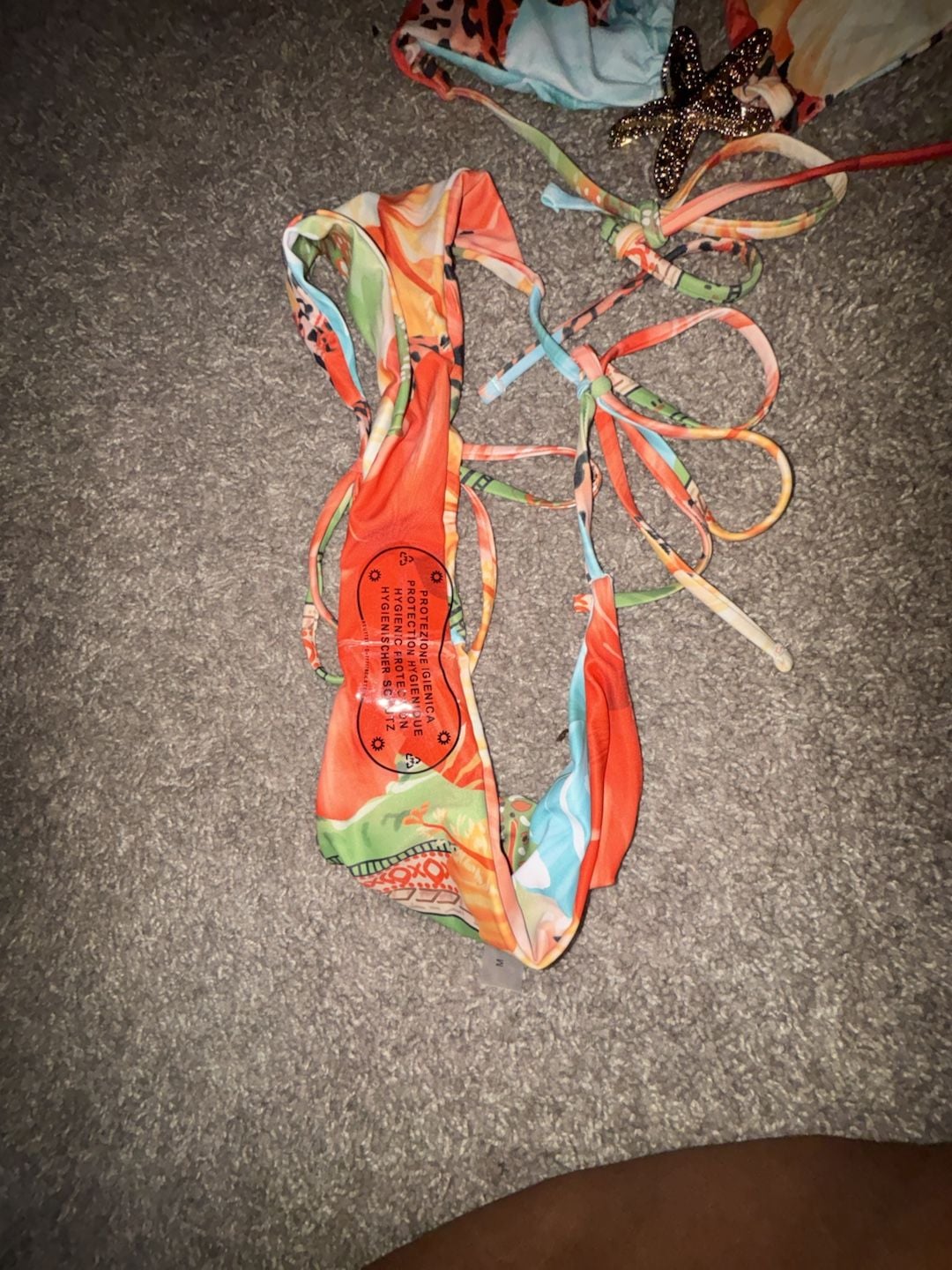 SHEIN Tropical Floral and Leopard Print Halter Bikini Set with Starfish Charm 2