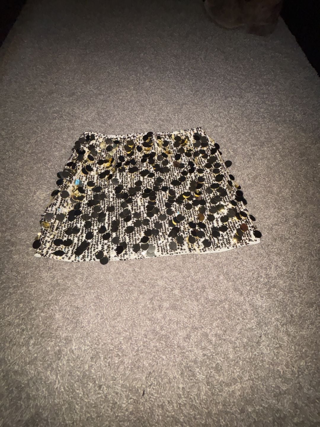 SHEIN Petite Sequin Embellished Mini Skirt in Black and Gold 2