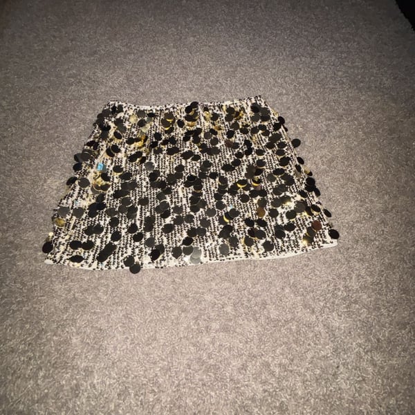 SHEIN Petite Sequin Embellished Mini Skirt in Black and Gold