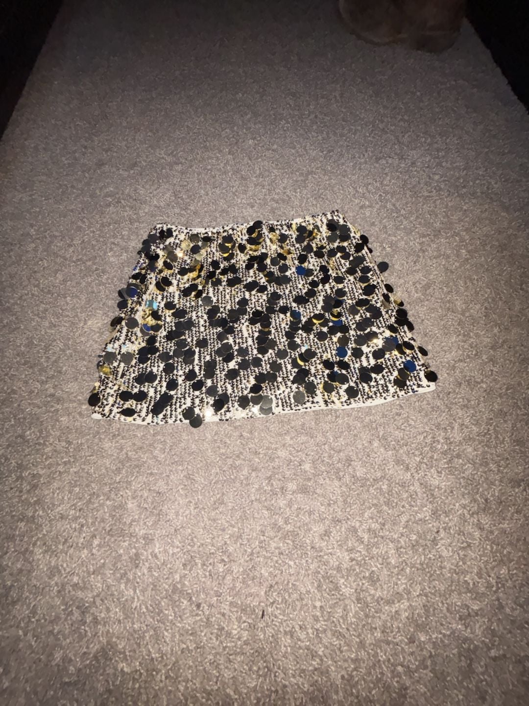 SHEIN Petite Sequin Embellished Mini Skirt in Black and Gold 3