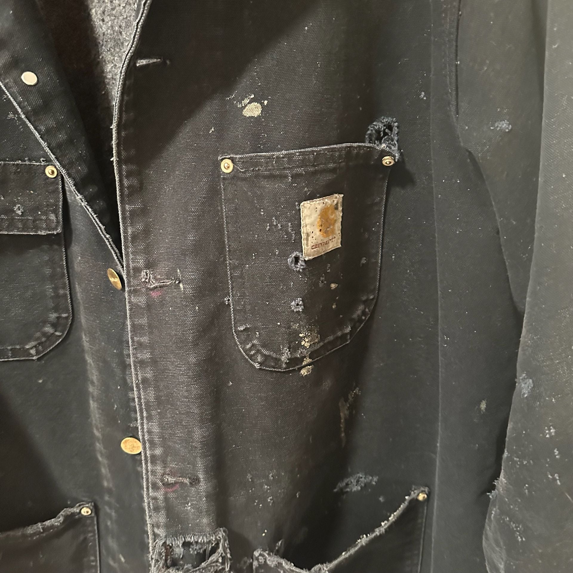 Vintage Carhartt Blanket-Lined Detroit Chore Coat Black 8