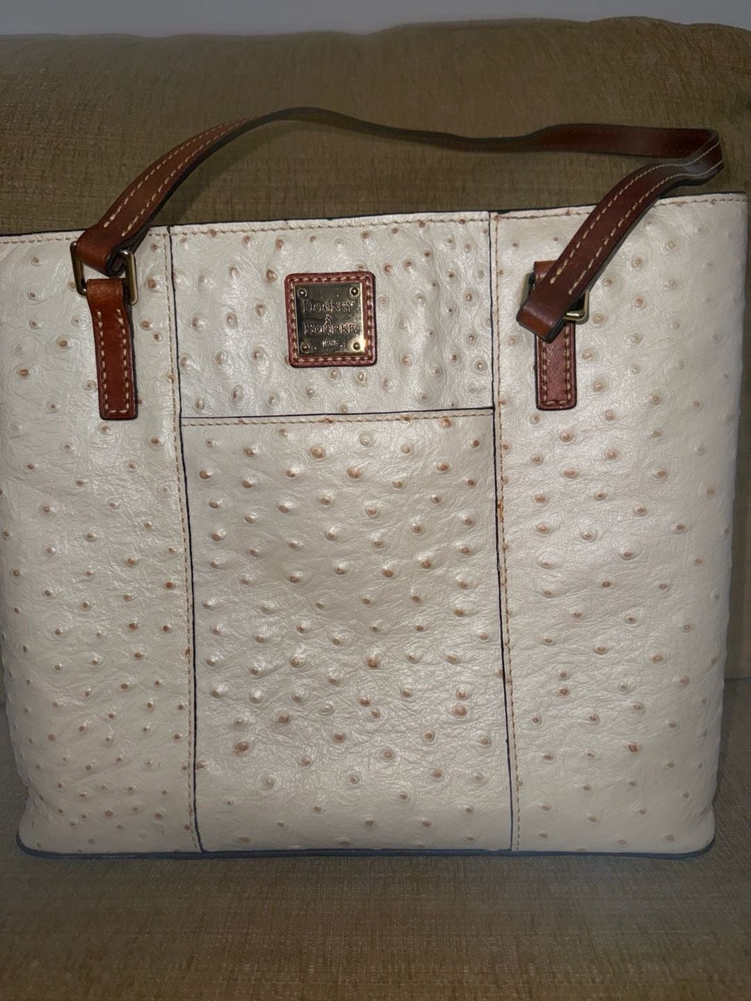 Dooney & Bourke Ostrich Leather Lexington Shopper Tote Bag in Bone 2