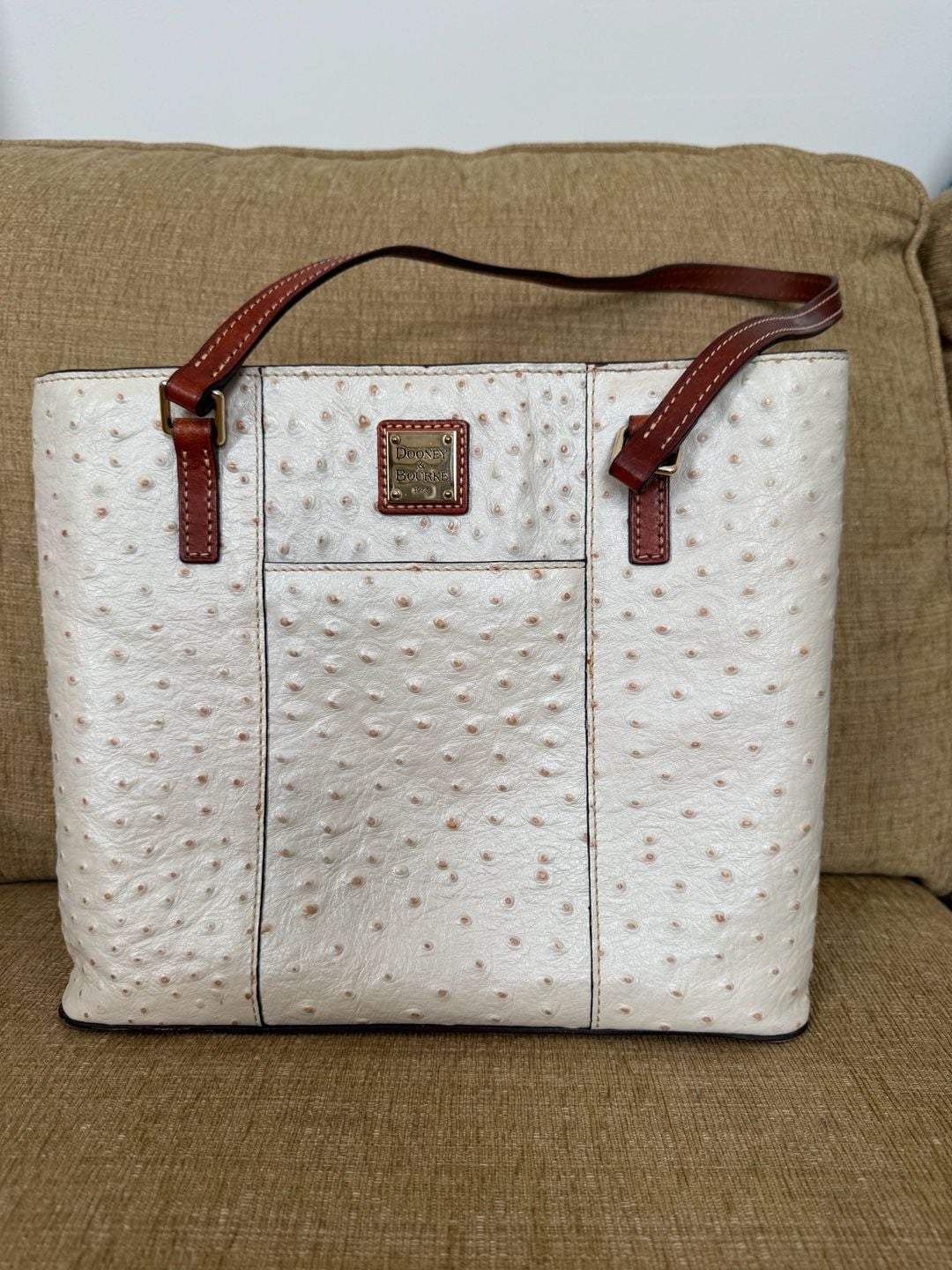 Dooney & Bourke Ostrich Leather Lexington Shopper Tote Bag in Bone 3