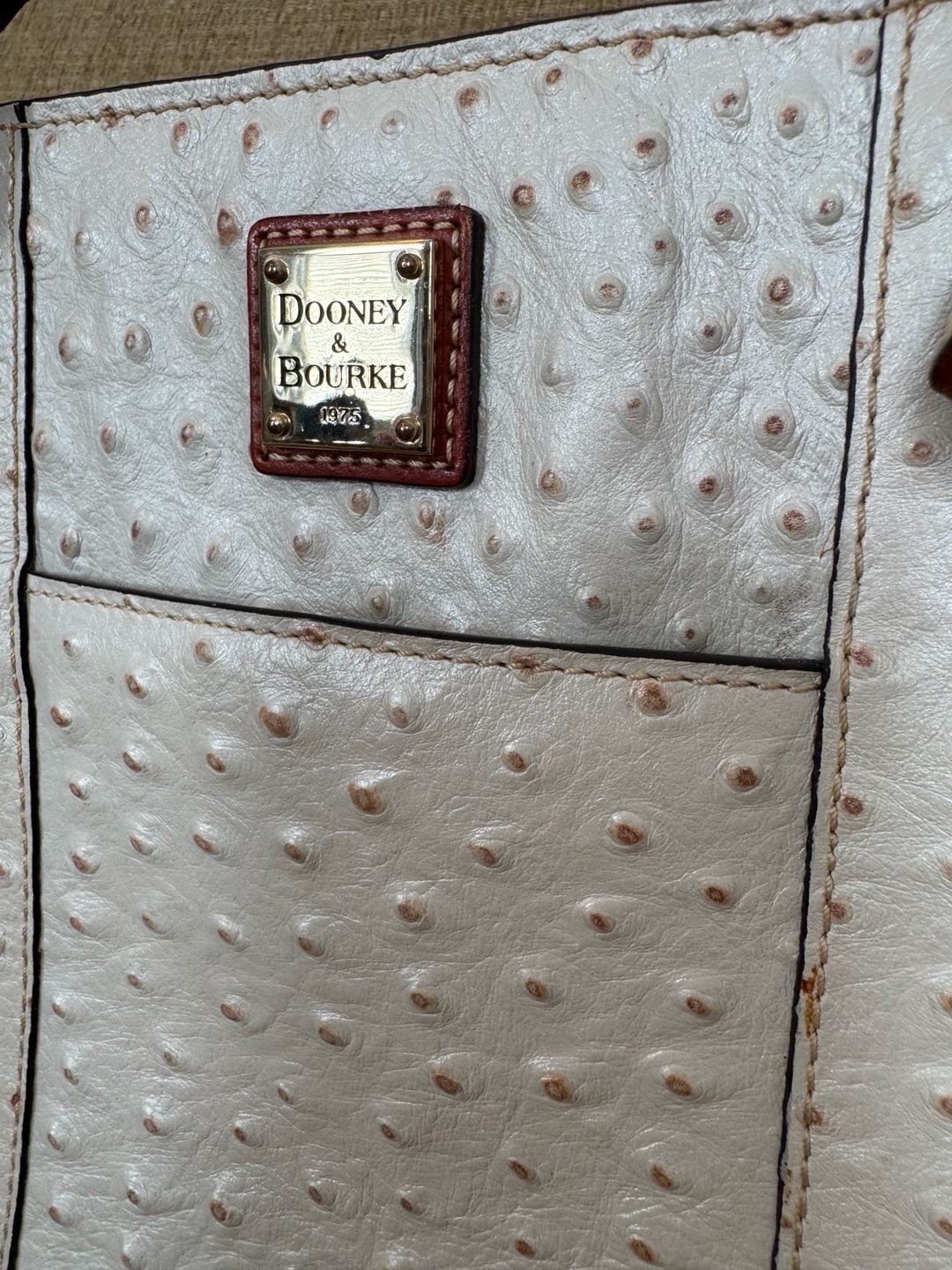 Dooney & Bourke Ostrich Leather Lexington Shopper Tote Bag in Bone 4