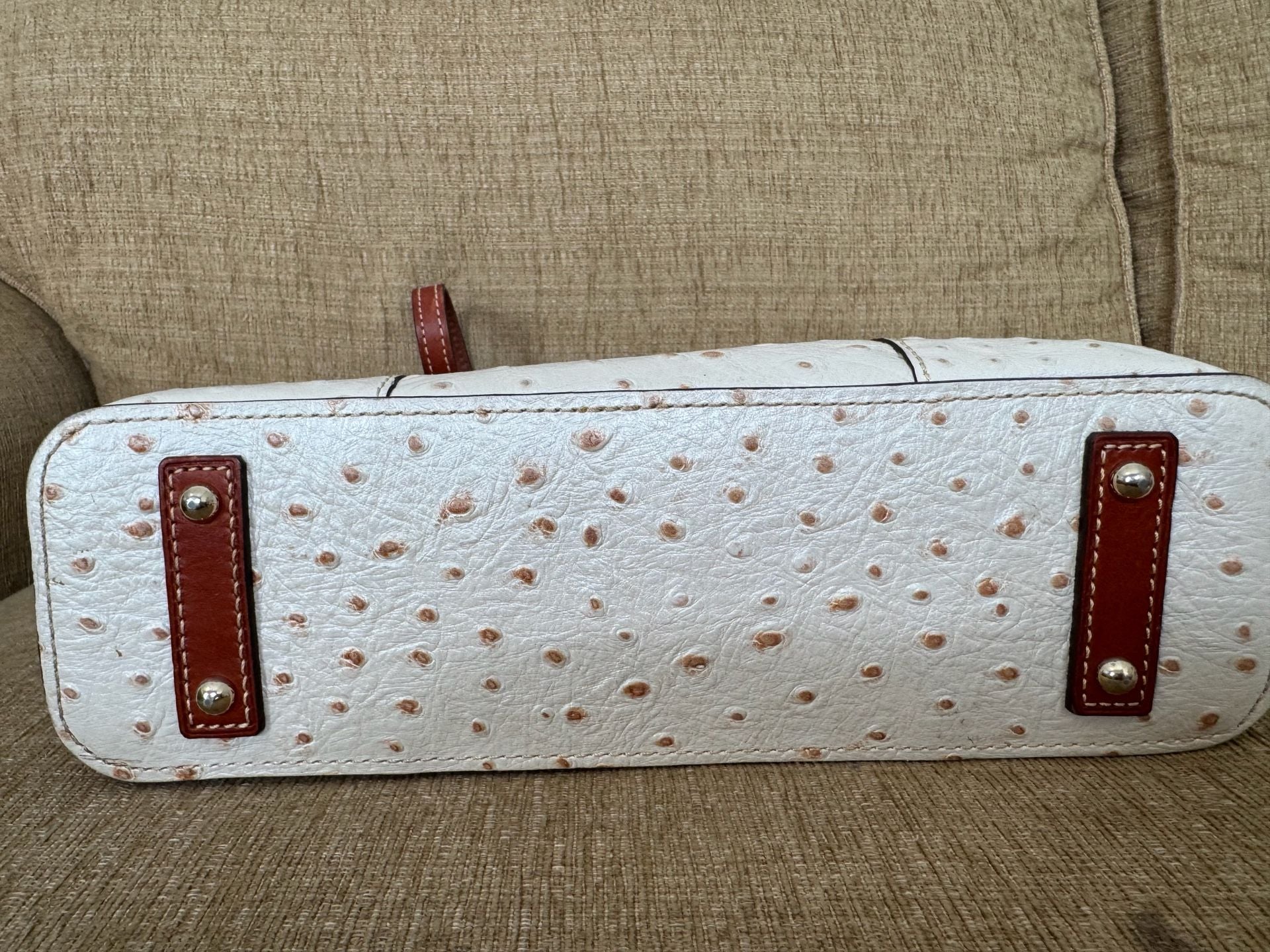 Dooney & Bourke Ostrich Leather Lexington Shopper Tote Bag in Bone 8