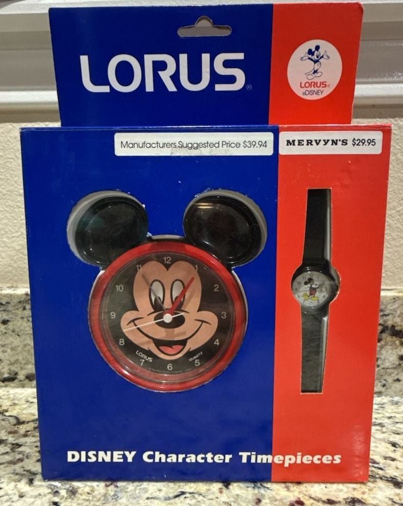 Lorus Disney Mickey Mouse Clock and Wristwatch Gift Set 1