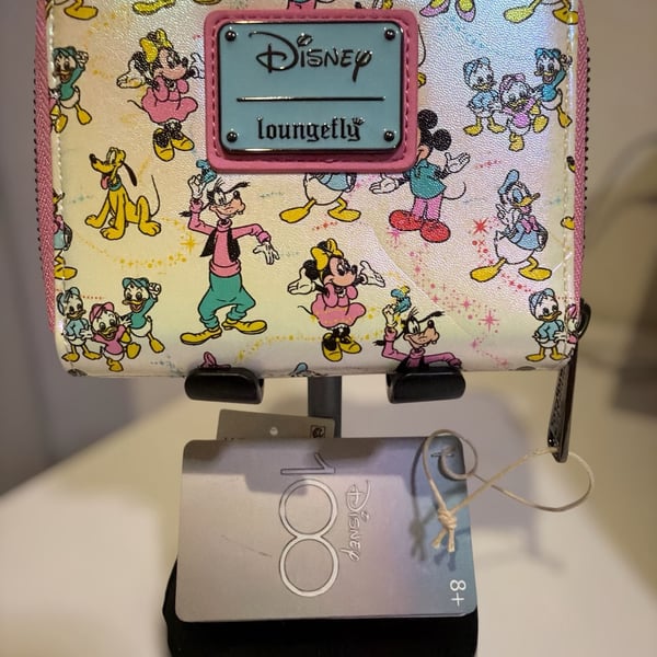 Loungefly Disney100 Mickey & Friends Classic Print Iridescent Ear Wallet