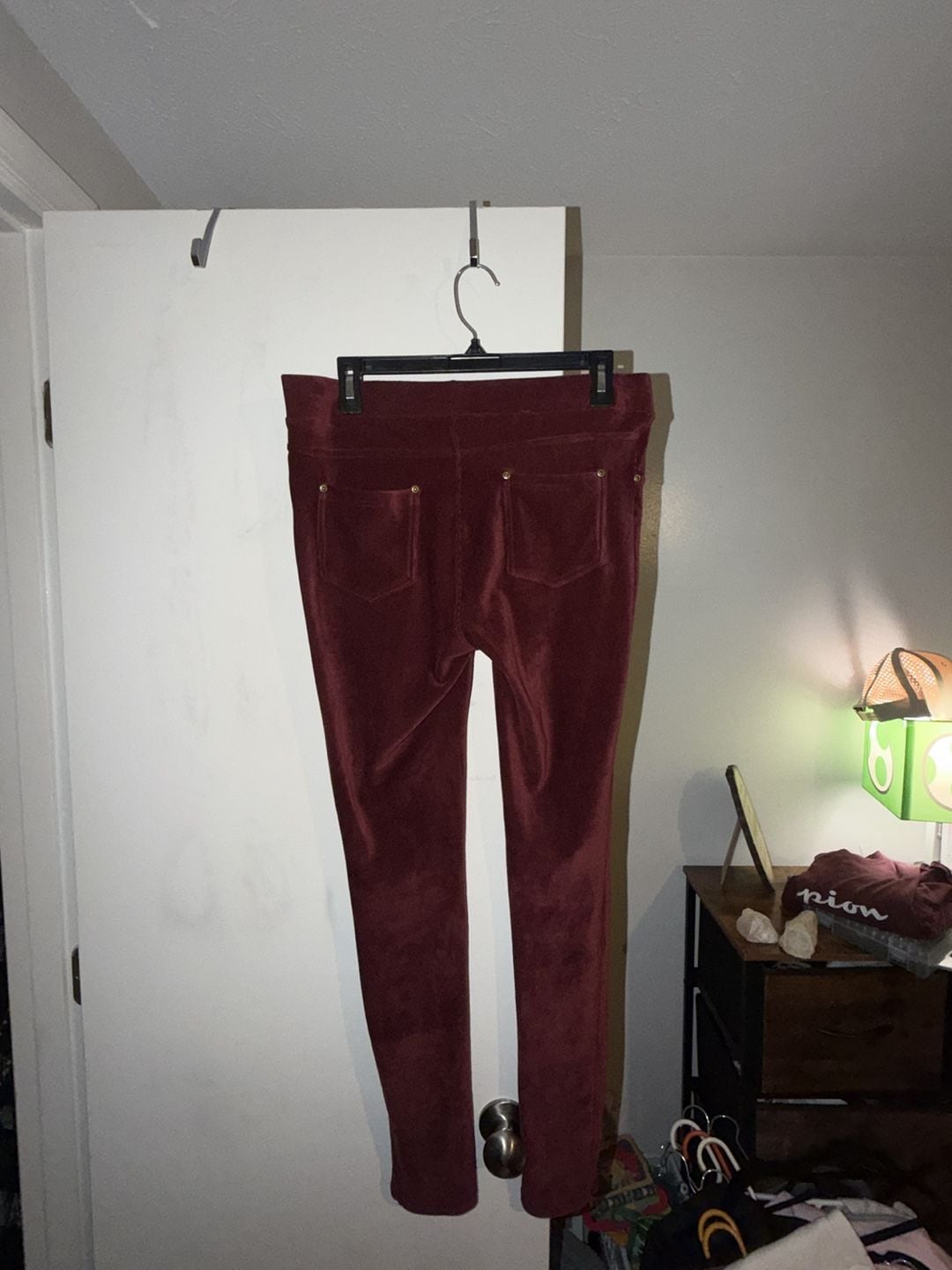 Just be... Women's Velvet Corduroy Stretch Leggings Burgundy 3