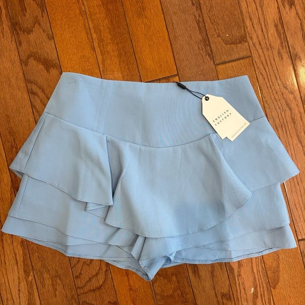 English Factory Ruffle Layered Mini Skort in Light Blue
