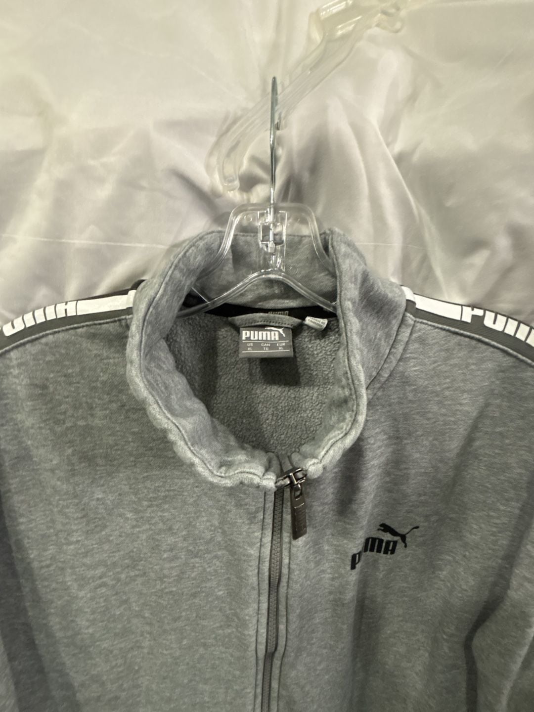 Puma Men's Heather Gray Full-Zip Track Jacket with Logo Taped Sleeves XL 4