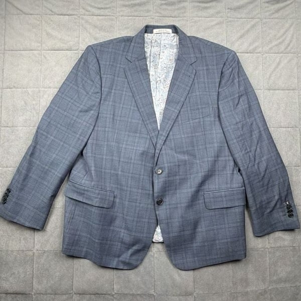 Ermenegildo Zegna Cloth Blue Plaid Wool Blazer colab w/Joseph Abboud 44S