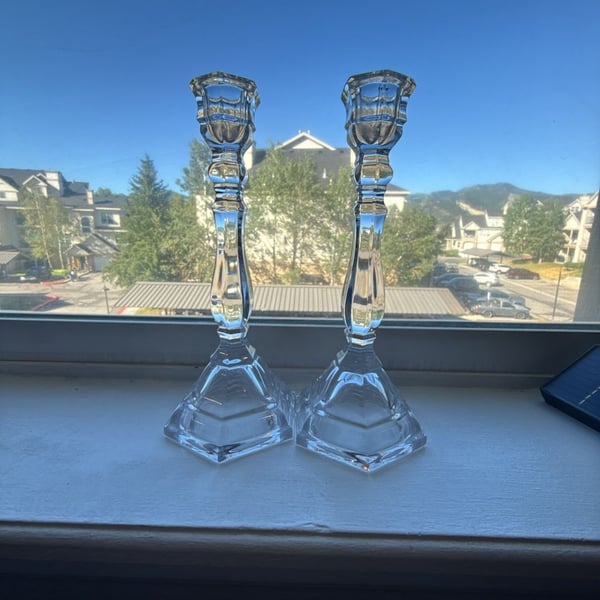 Tiffany & Co. Hampton Crystal Candlestick Holders, Pair
