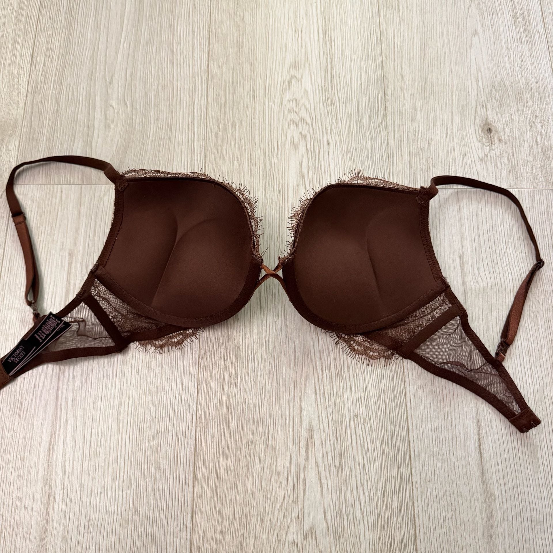 Victoria's Secret Bombshell Push-Up Bra 34C Brown Metallic Lace 3